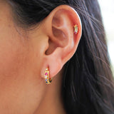 Rainbow Pride baguette hoop Earrings LGBT jewelry, model