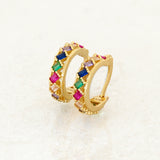 Rainbow Pride baguette hoop Earrings LGBT jewelry, right