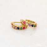 Rainbow Pride baguette hoop Earrings LGBT jewelry, side