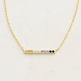 Non-Binary line necklace featuring colours of the Non-Binary flag, front on