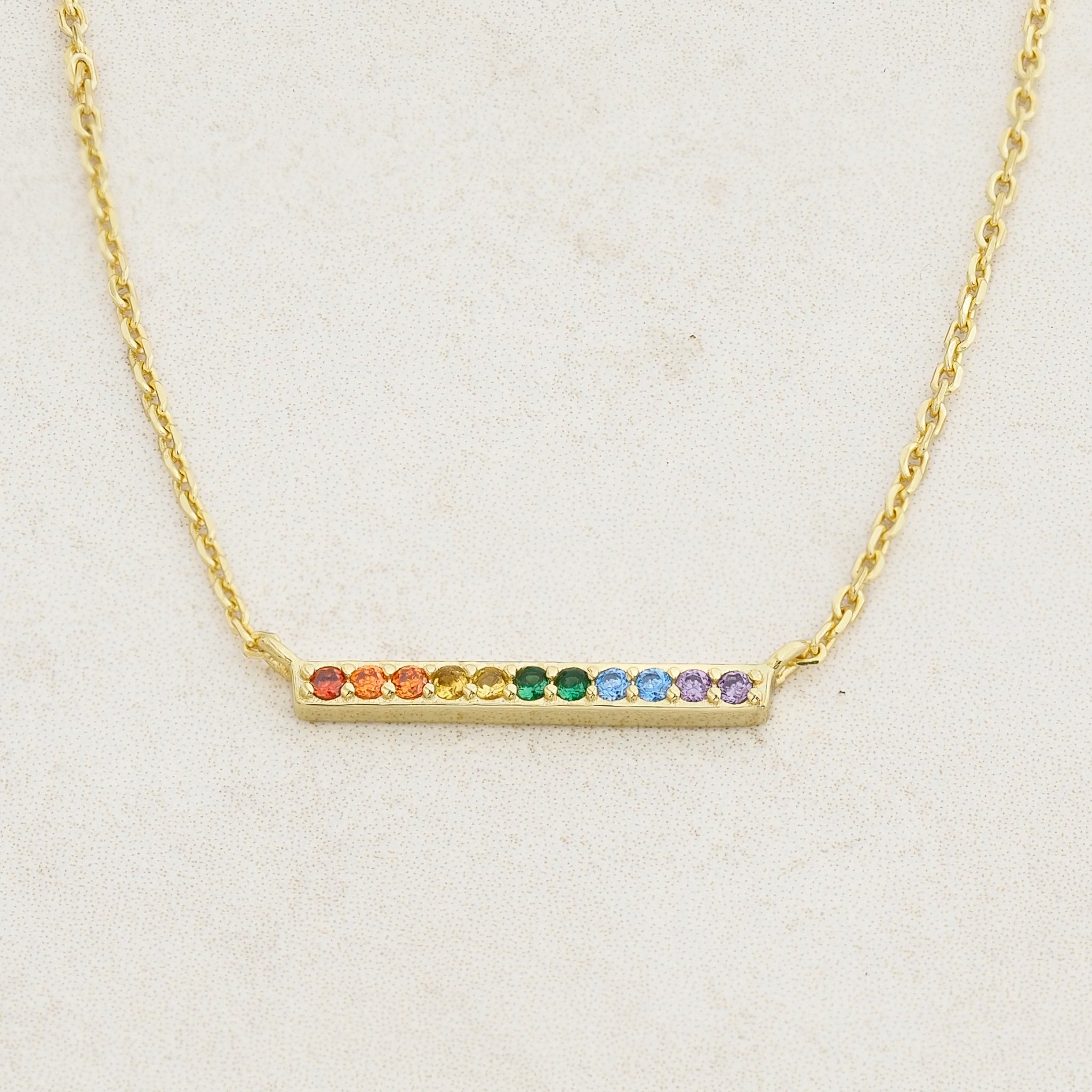 Rainbow Necklace, Pride Necklace, Line Style, straight angle