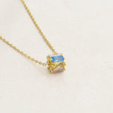 Pansexual revolve necklace featuring colours of the Pansexual flag, left