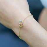 Bisexual Jewellery set with bisexual bracelet and bisexual necklace featuring colours of bisexual flag - bracelet model