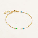 Rainbow gold bead bracelet pride jewelry, wide