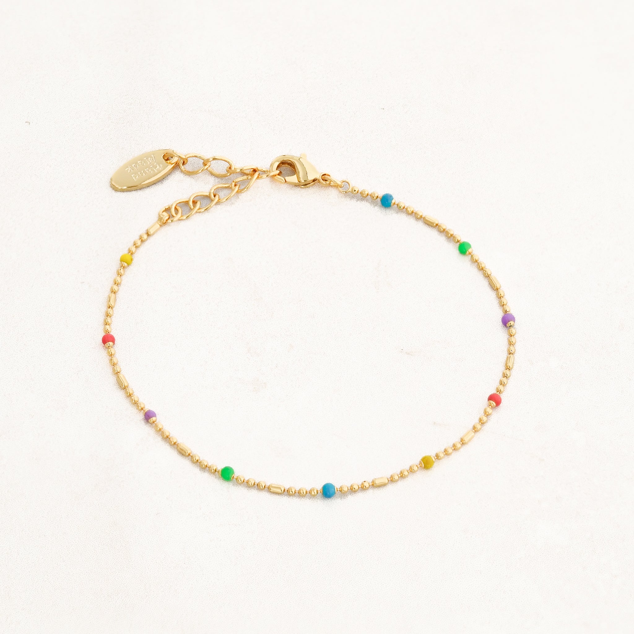 Rainbow gold bead bracelet pride jewelry, top