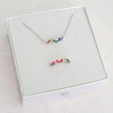 luxury rainbow jewellery, high quality and durable. dainty Rainbow ring, and dainty rainbow necklace