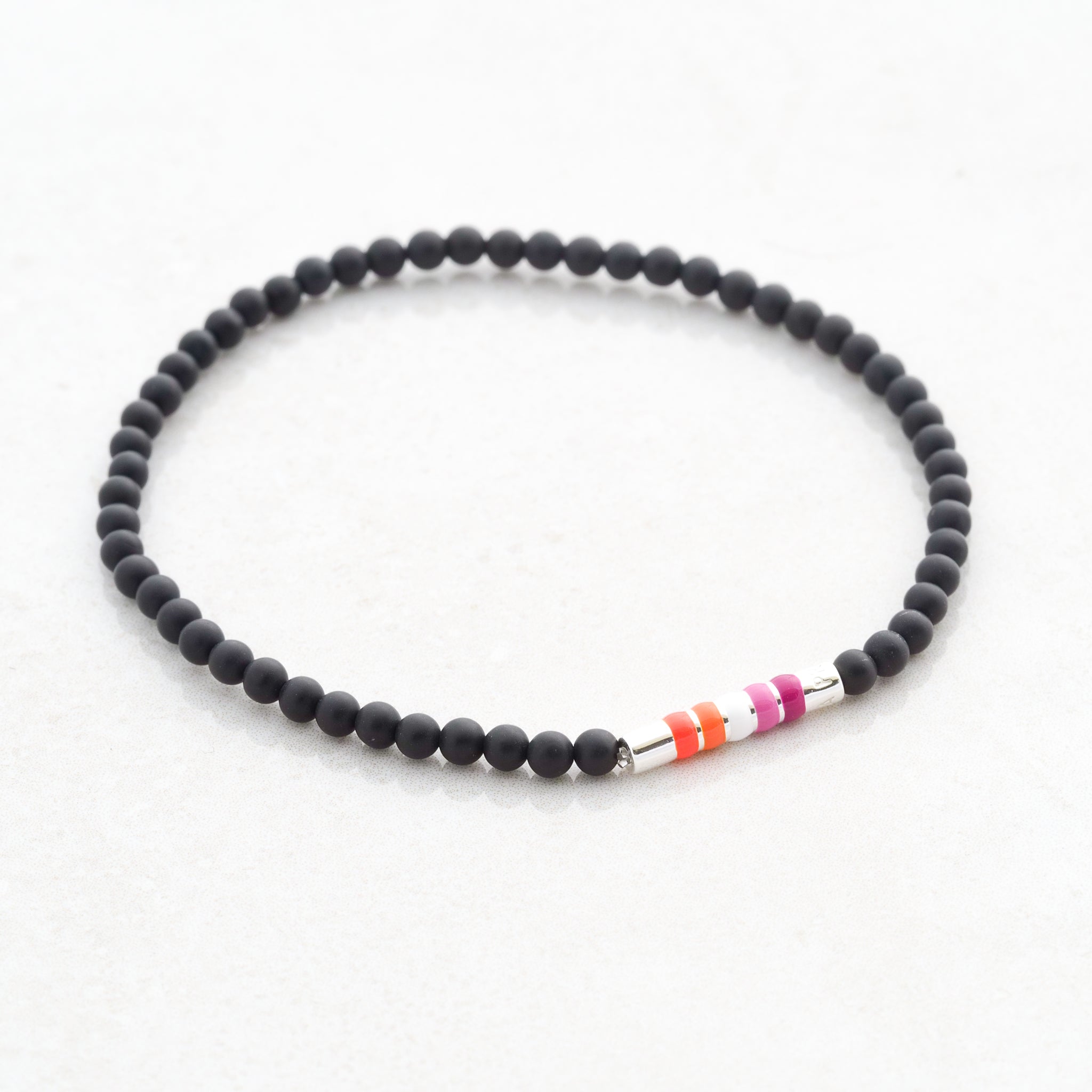 lesbian bracelet lesbian bead bracelet lesbian flag jewellery, side
