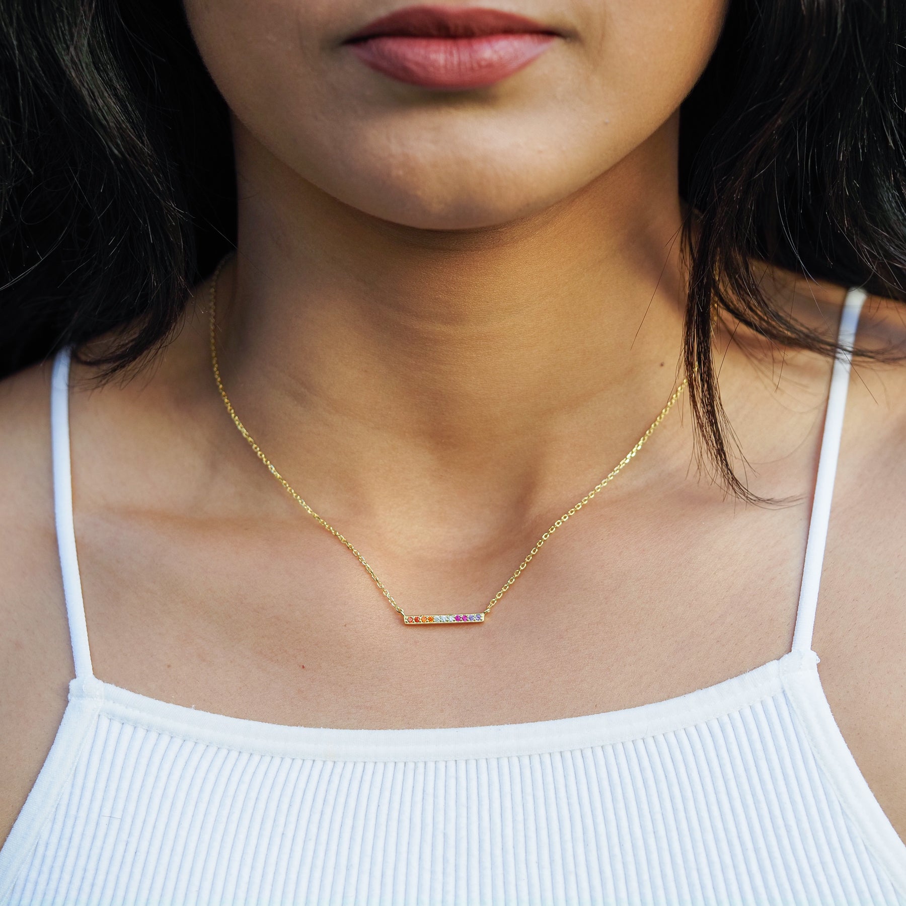 lesbian necklace, lesbian jewellery, lesbian jewelry, pride, model