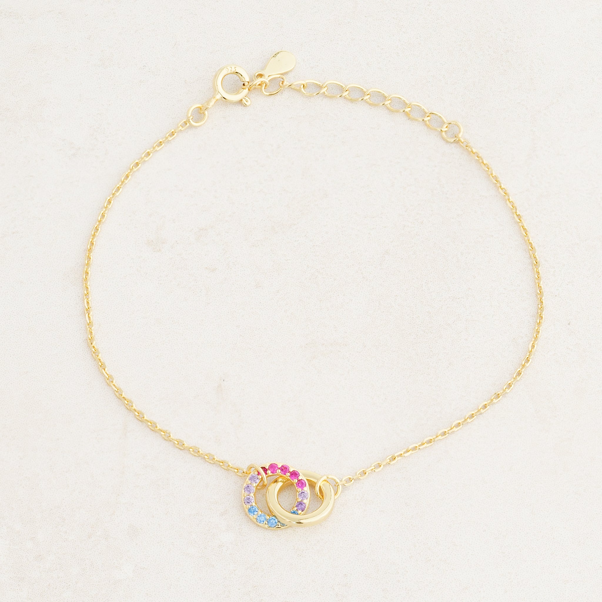 Bisexual link bracelet featuring colours of the bisexual flag, scope