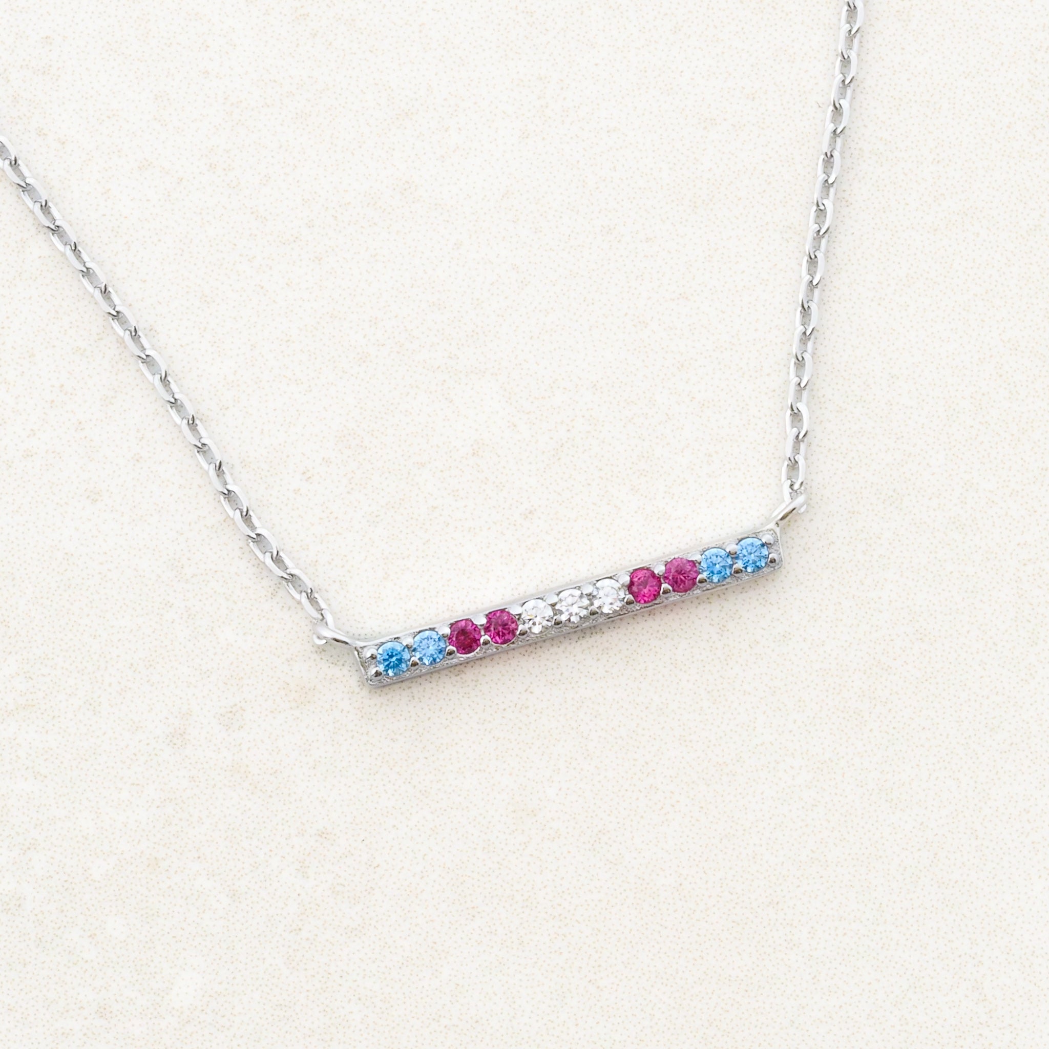 transgender flag jewellery set with transgender necklace and transgender bracelet - necklace