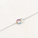pansexual flag jewellery set with pansexual necklace and pansexual bracelet - silver bracelet