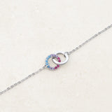 bisexual bracelet with bisexual flag colours in silver
