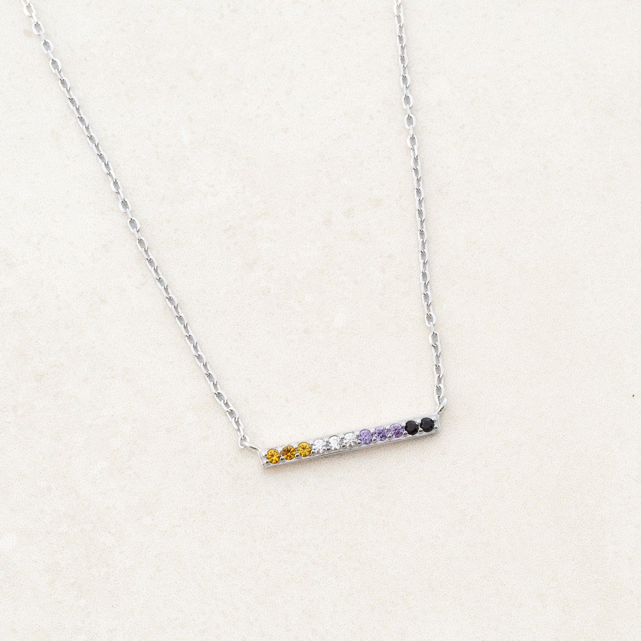 Non-binary Line Necklace, non-binary flag design, gender-neutral, silver