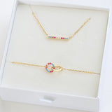 transgender flag jewellery set with transgender necklace and transgender bracelet - gold