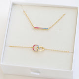 Bisexual Jewellery set with bisexual bracelet and bisexual necklace featuring colours of bisexual flag - gold