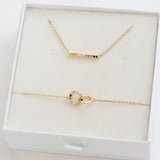 non-binary flag jewellery set with non-binary necklace and non-binary bracelet - gold