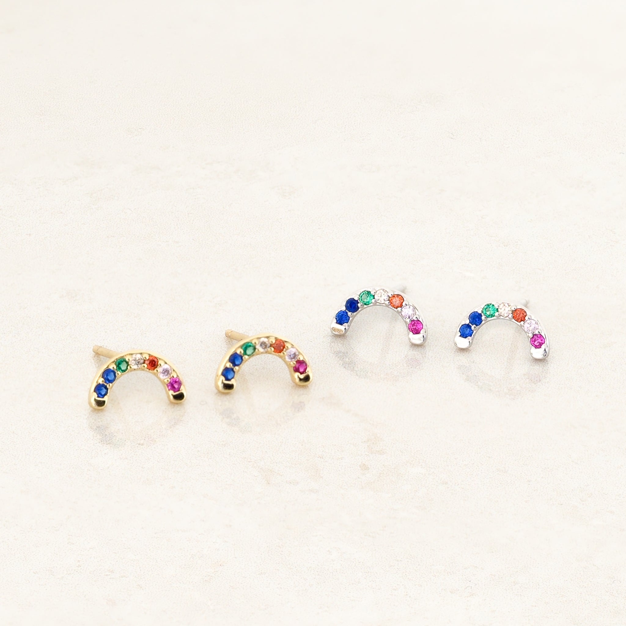rainbow colour and rainbow shape earrings - pride jewellery collection - wide