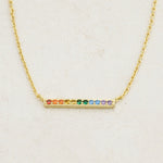 Rainbow Necklace, Pride Necklace, Line Style, straight angle