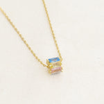 Pansexual revolve necklace featuring colours of the Pansexual flag, close