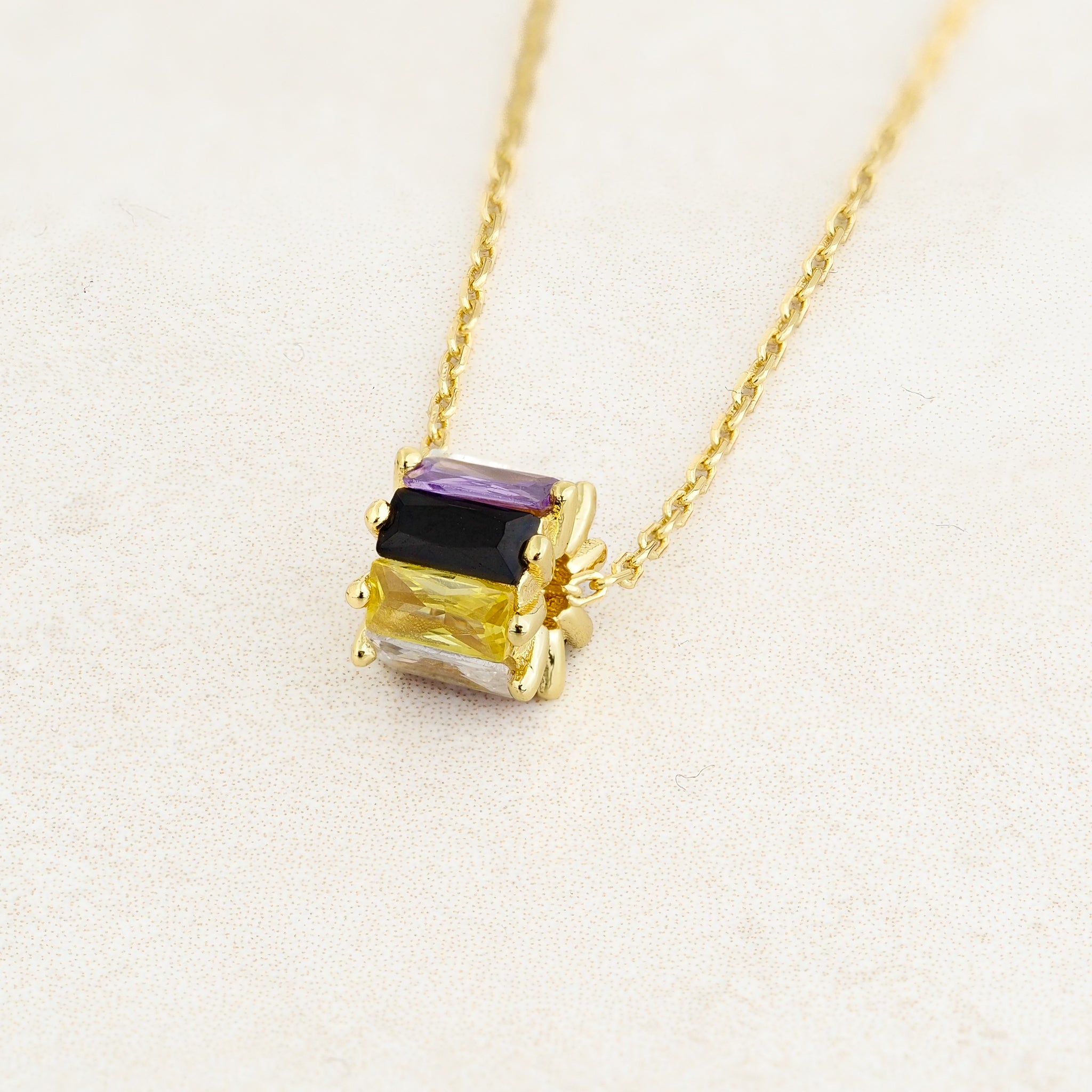 Non-Binary revolve necklace featuring colours of the Non-Binary flag, right