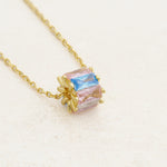 Transgender necklace, subtle, pride jewelry, featuring colours from the transgender flag, left