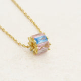 Transgender necklace, subtle, pride jewelry, featuring colours from the transgender flag, left