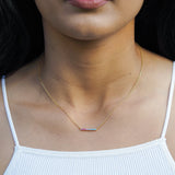 Bisexual Jewellery set with bisexual bracelet and bisexual necklace featuring colours of bisexual flag - necklace model