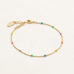 Rainbow gold bead bracelet pride jewelry, wide