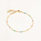 Rainbow gold bead bracelet pride jewelry, top