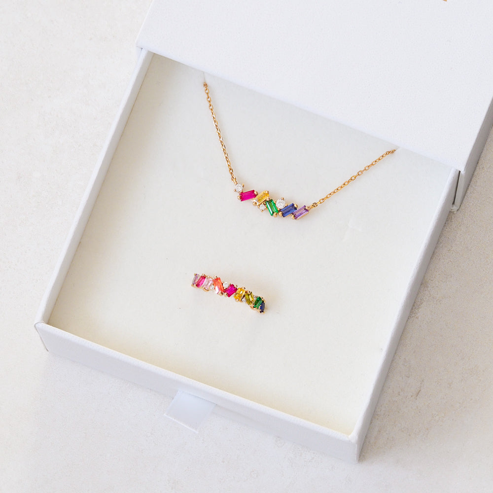 rainbow jewellery gift pack feature rainbow pride flag colours - wide shot