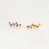 Rainbow curve stud earrings pride jewelry, gold and silver