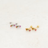 Rainbow curve stud earrings pride jewelry, wide