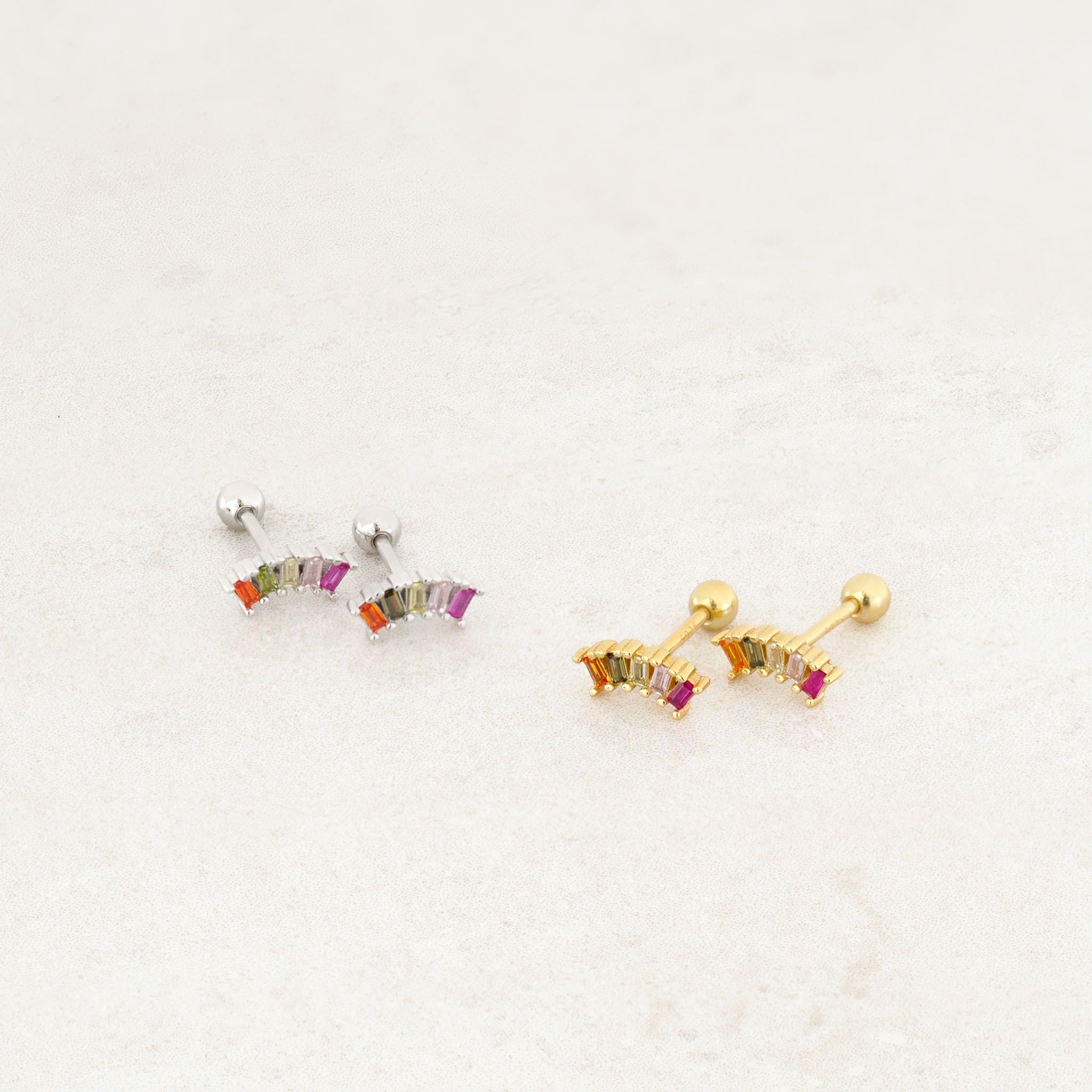 Rainbow curve stud earrings pride jewelry, wide