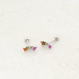 Rainbow curve stud earrings pride jewelry, silver