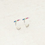 Rainbow Pride Huggie Earrings, Bar Design, silver