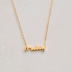 fruity pride LGBTQ queer necklace in pride jewellery collection, front gold
