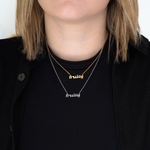 fruity pride LGBTQ queer necklace front on silver, fruity necklace, LGBT pride jewellery model 1
