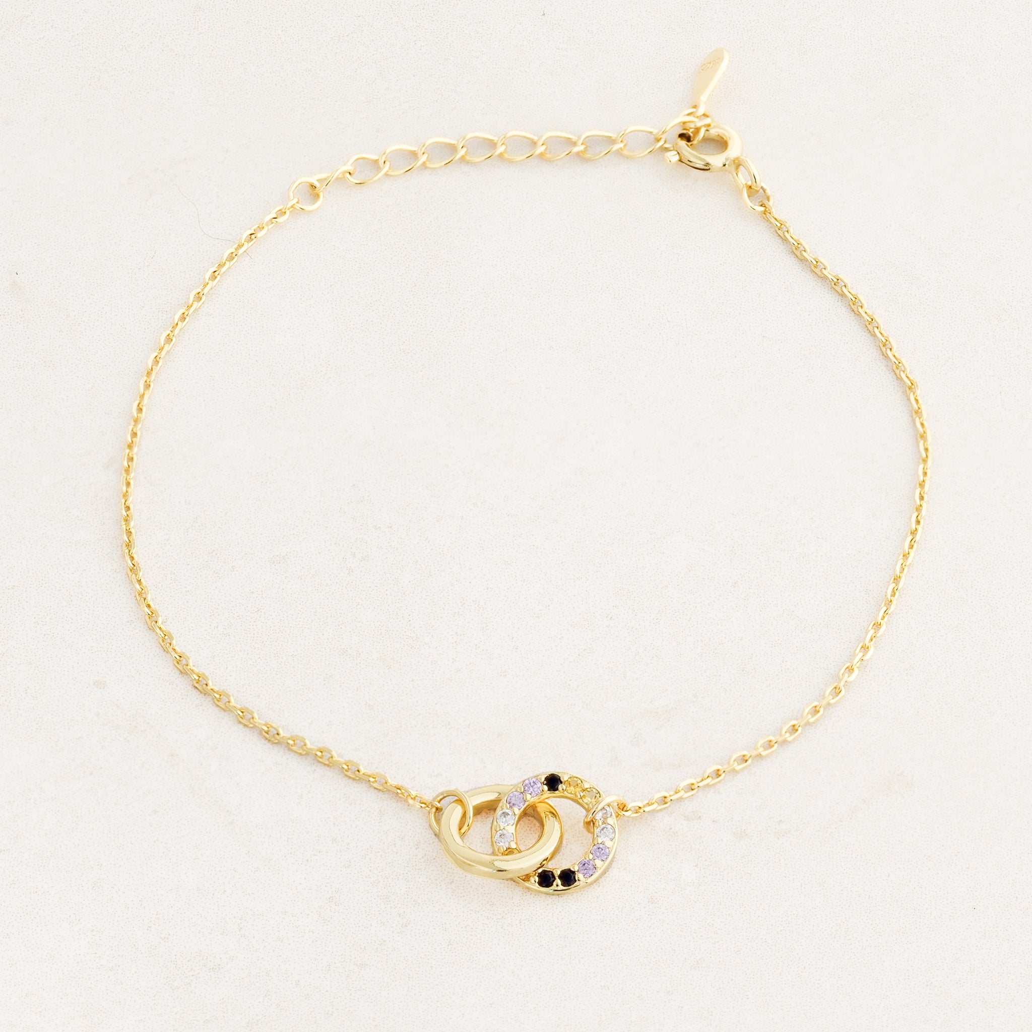 Non-Binary link bracelet featuring colours of the Non-Binary flag, wide