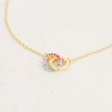 Bisexual Jewellery set with bisexual bracelet and bisexual necklace featuring colours of bisexual flag - bracelet