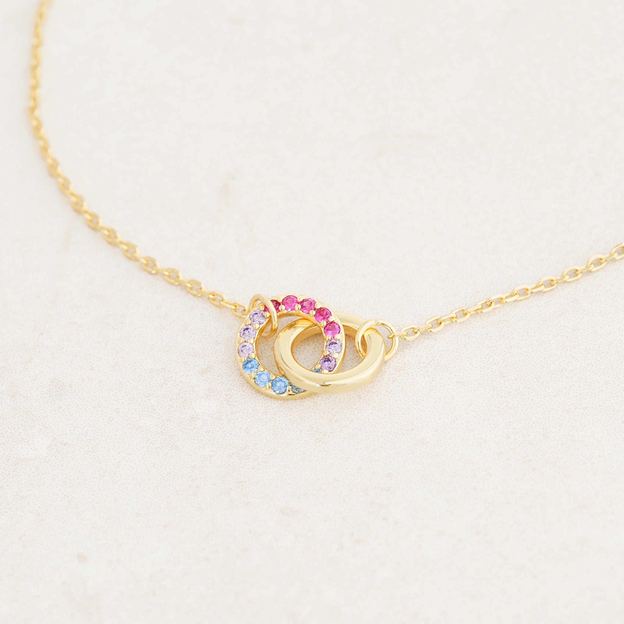 Bisexual Jewellery set with bisexual bracelet and bisexual necklace featuring colours of bisexual flag - bracelet