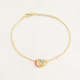 pansexual flag jewellery set with pansexual necklace and pansexual bracelet - gold bracelet