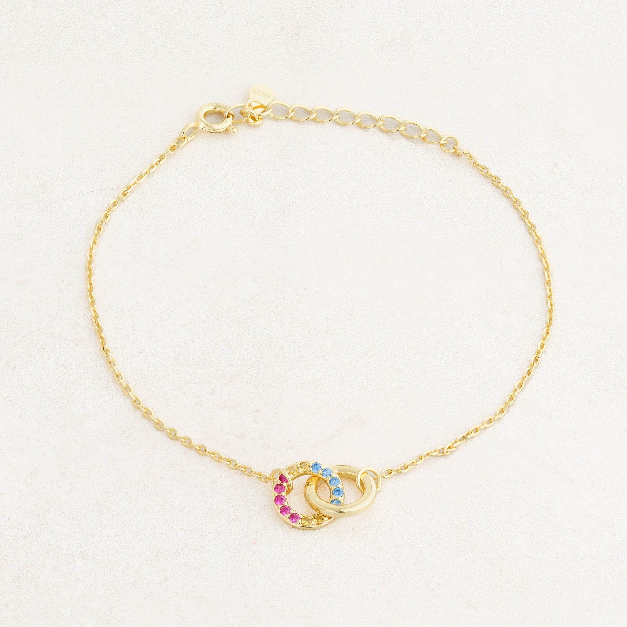 pansexual flag jewellery set with pansexual necklace and pansexual bracelet - gold bracelet