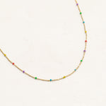 rainbow gold bead necklace pride jewelry, wide angle