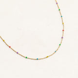 rainbow gold bead necklace pride jewelry, wide angle