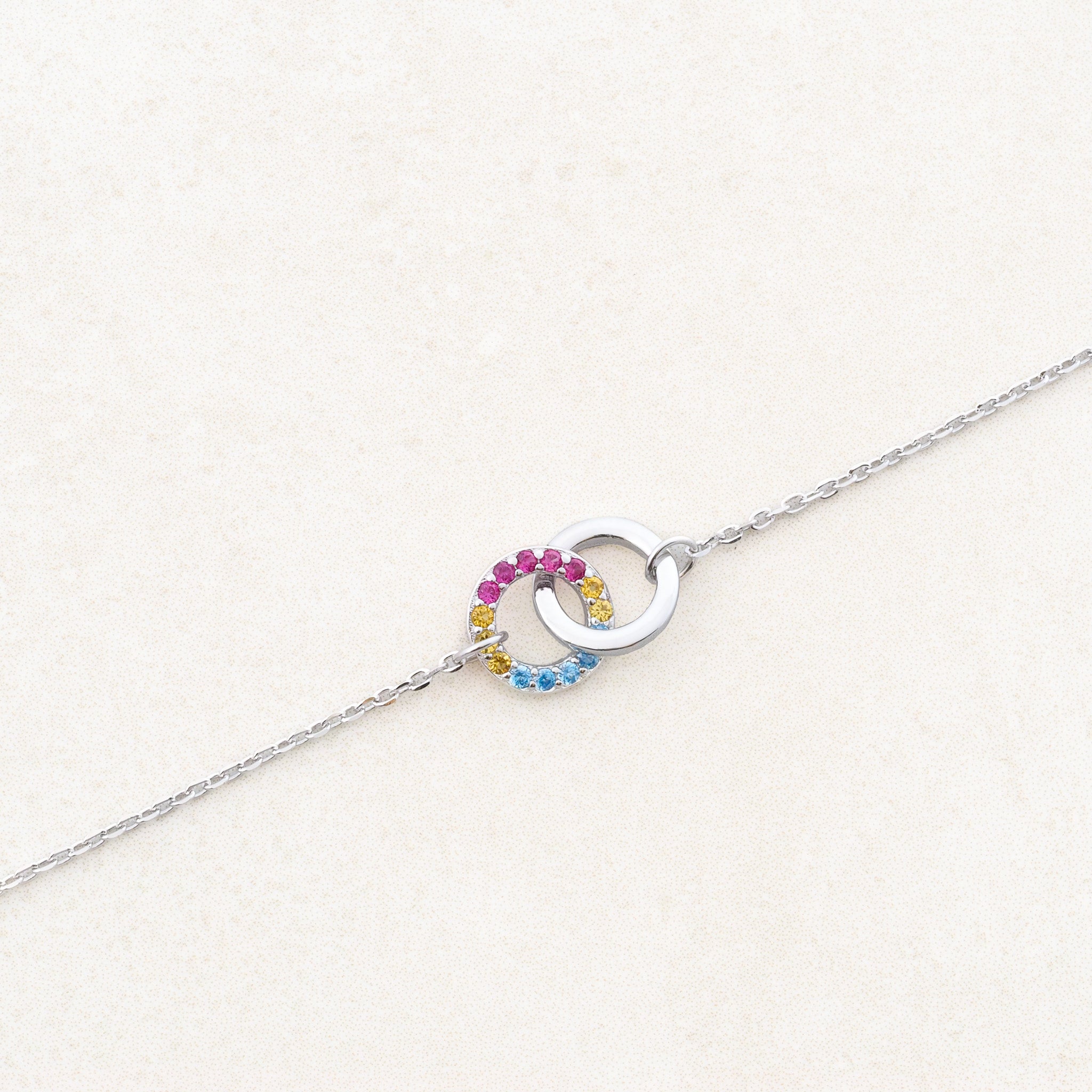 pansexual flag bracelet as part of pansexual jewellery collection in silver