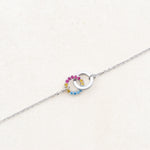 pansexual flag jewellery set with pansexual necklace and pansexual bracelet - silver bracelet