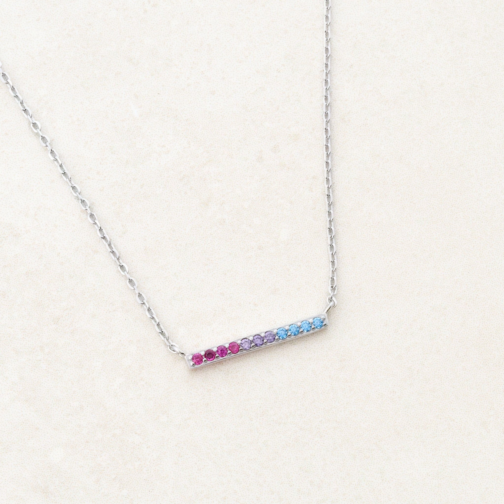 Bisexual Jewellery set with bisexual bracelet and bisexual necklace featuring colours of bisexual flag - necklace