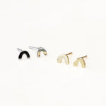 rainbow shape earrings, polished, gold and silver