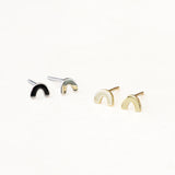 rainbow shape earrings, polished, gold and silver