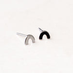 rainbow shape earrings, polished, silver